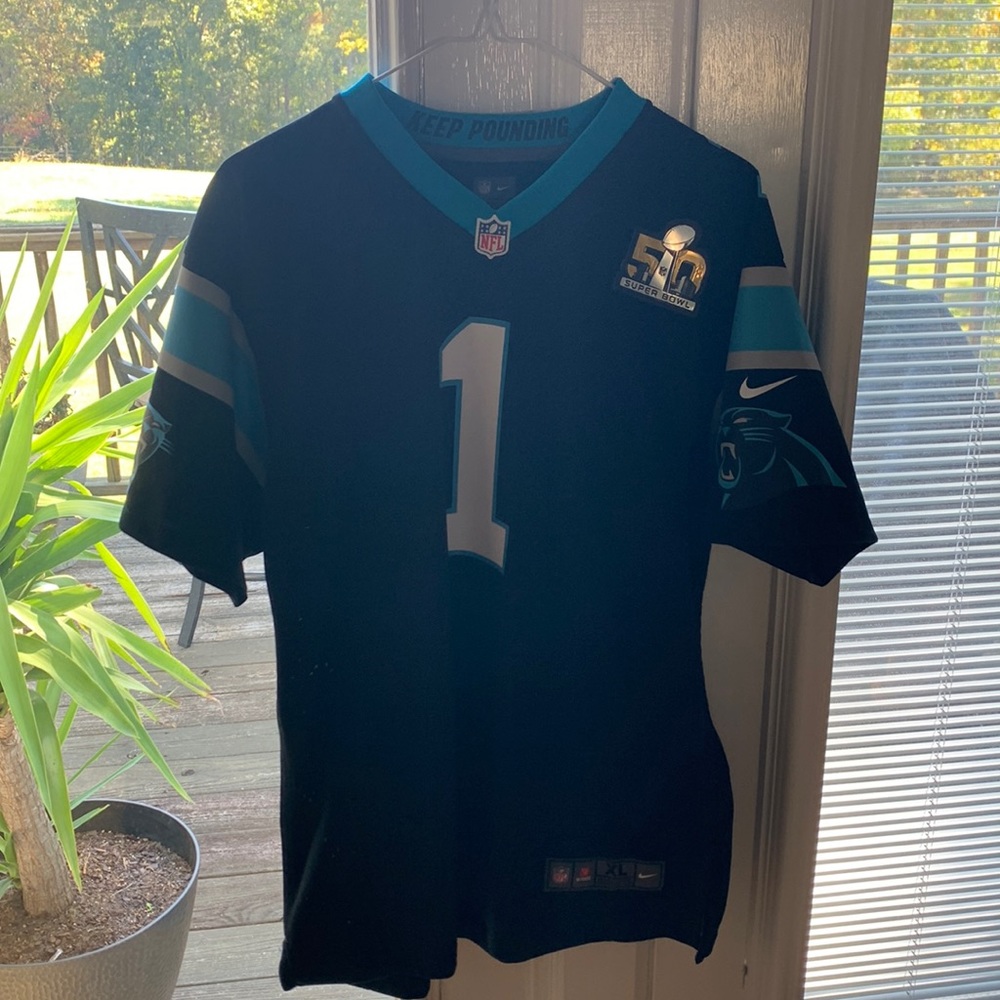 50th Super Bowl Cam Newton Panthers Jersey